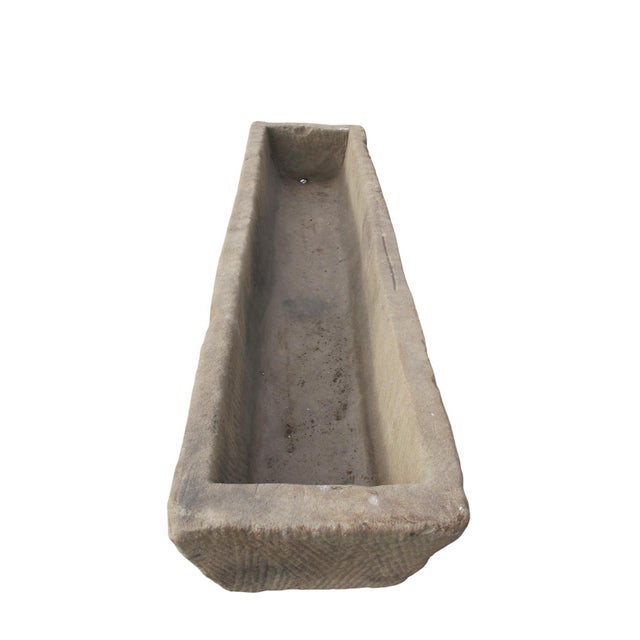 87" Inch Long Hand Chiseled Stone Trough 65 For Sale - Image 9 of 12