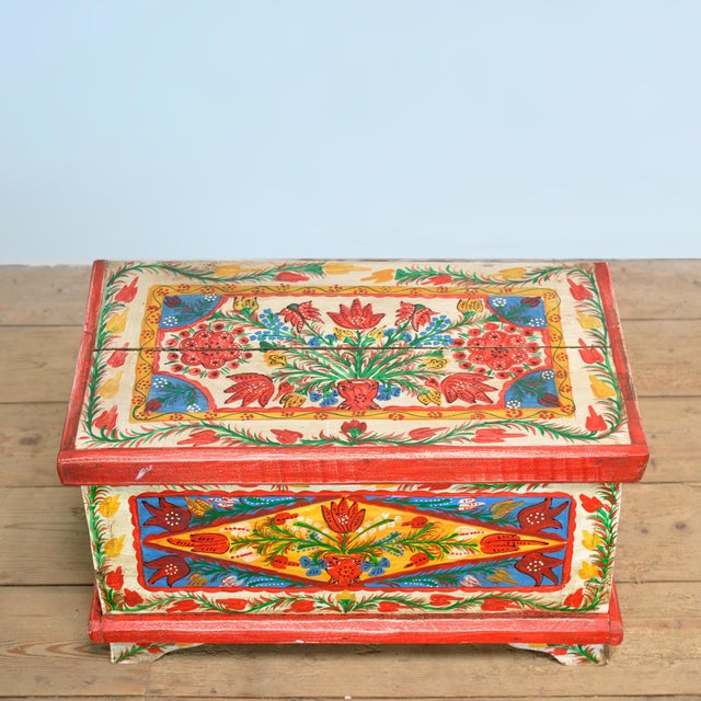 Blue Small Folk Art Chest, 1930s For Sale - Image 8 of 11