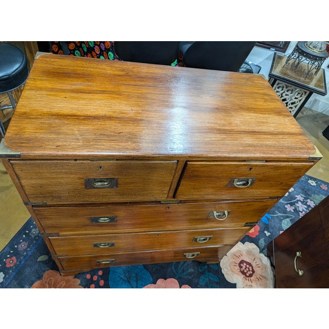 Late 19th Century Antique Victorian - British Campaign Chest of Drawers Circa 1800s For Sale - Image 5 of 14