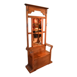 Oak Hall Tree With Storage Trunk Michael Cherry For Sale