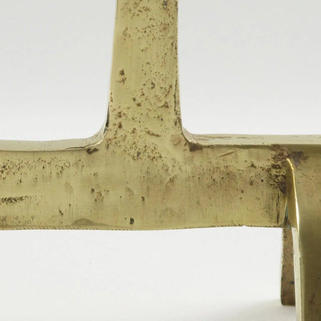 Felix Agostini Felix Agostini Style Brutalist Gilt Bronze Candlestick Candelabra For Sale - Image 4 of 9