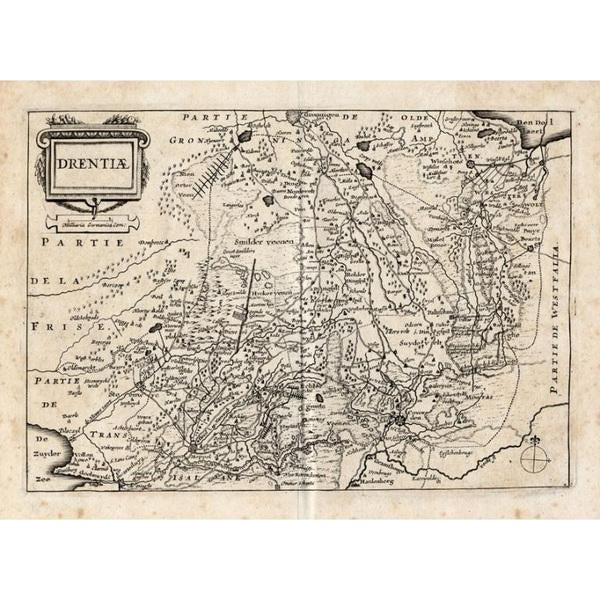 Antique Map of Drenthe, a Province of the Netherlands, 1635 For Sale