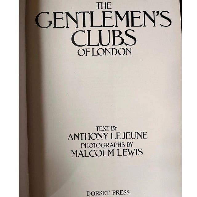 The Gentlemen's Clubs of London Anthony Lejeune 1984 Vintage Hardcover Book For Sale - Image 4 of 4