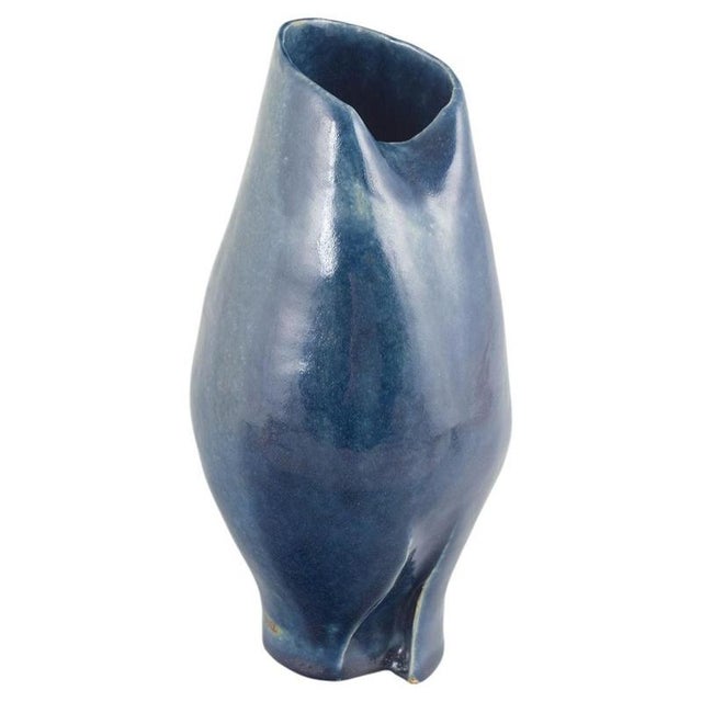 1980s European Stoneware Vase with Asymmetrical Opening, 1987 For Sale - Image 5 of 5