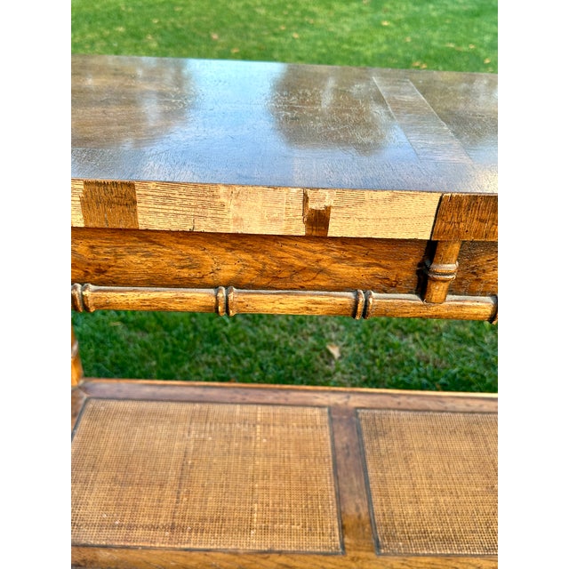Vintage Drexel Heritage Faux Bamboo and Cane Console Table For Sale - Image 9 of 9