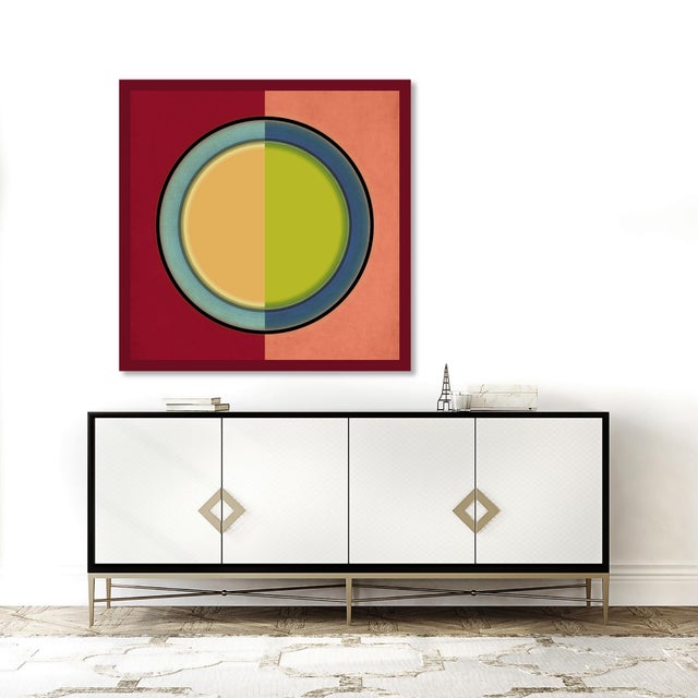 Contemporary Geometric Art Print Red & Orange Art Deco "24x24" by Angela Cameron For Sale - Image 3 of 3