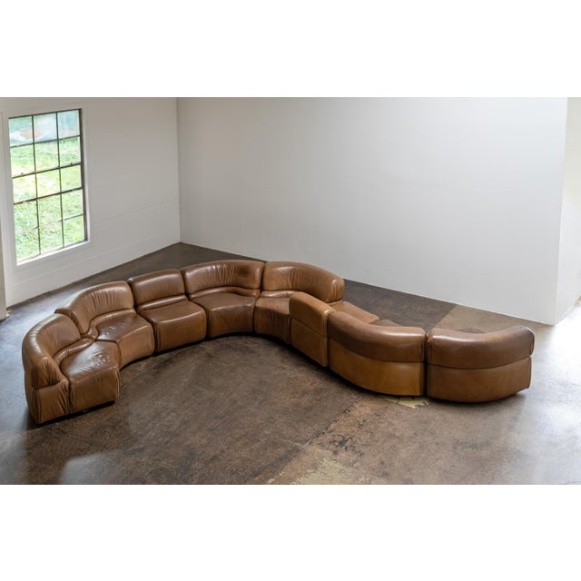 Leather Sofa by Ubald Klug for De Sede, 1970s, Set of 8 For Sale - Image 12 of 13
