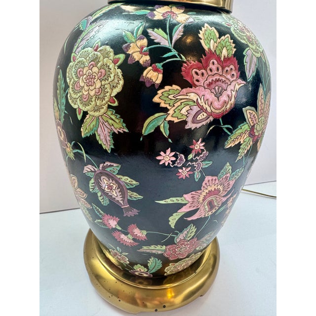 Mid 20th Century Mid Century Modern Paul Hanson Chinoiserie Black Porcelain Ginger Jar Table Lamp For Sale In Houston - Image 6 of 13