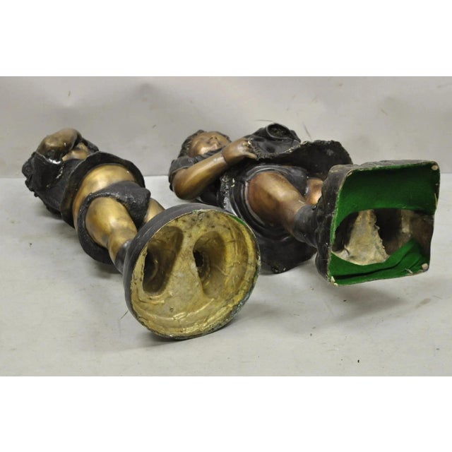 Late 20th Century Victorian Style Cast Bronze 29" Little Boy and Girl Statue Figure - A Pair For Sale - Image 10 of 12