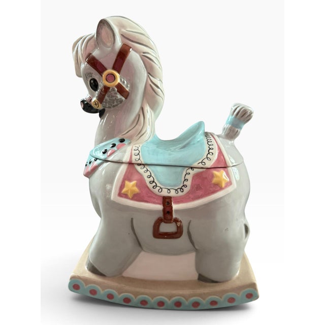 Charming vintage Alberta’s Hobby Horse cookie jar designed as a whimsical carousel horse. The beautifully detailed horse...