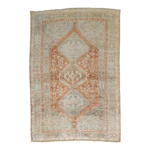 Early 20th Century Apricot Tribal Persian Shiraz Rug - 6'11" x 9'9" For Sale