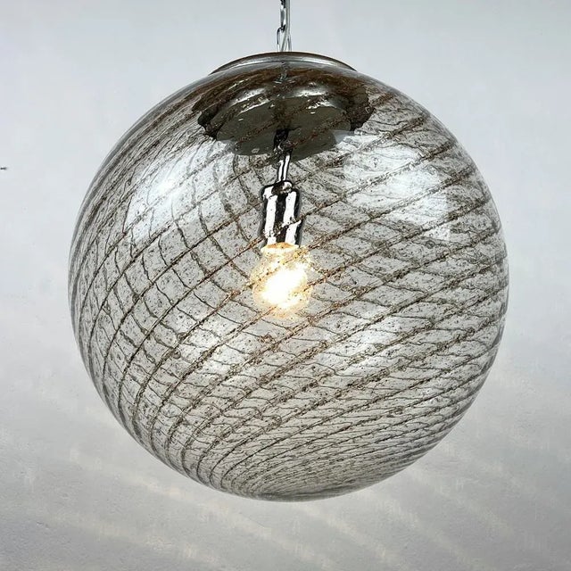 This large, beautiful vintage swirl Murano lamp La Murrina was made in Italy in the 70s. Very good vintage condition. No...