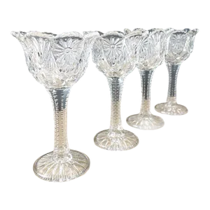 Early 1900s Eapg Victorian Glasses With Petaled Edges - Set of 4