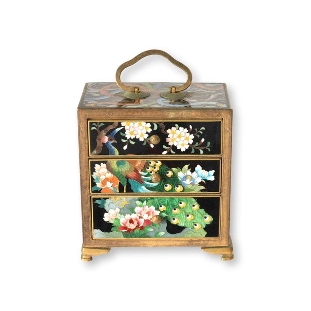 A finely crafted Japanese cloisonné enamel kodansu, or miniature cabinet, dating to the Meiji period, circa 1890 to 1910....