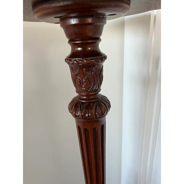 Vintage Carved Mahogany Pedestal Plant Stand For Sale - Image 9 of 11