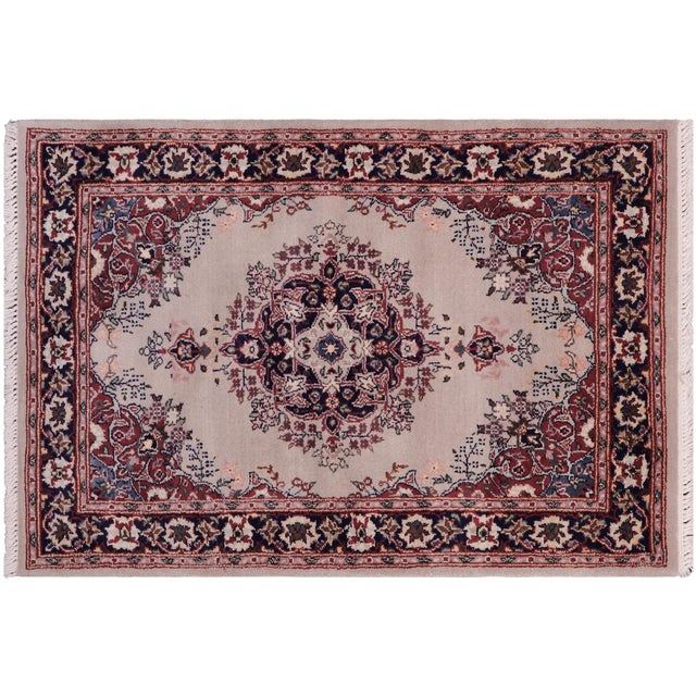 Gray Medallion 1990's Pak-Persian Gray/Blue Wool Rug - 2'1'' X 3'0'' For Sale - Image 8 of 9