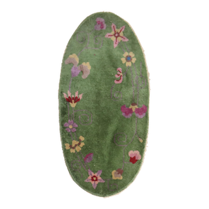 1930s Green Oval Chinese Art Deco Rug