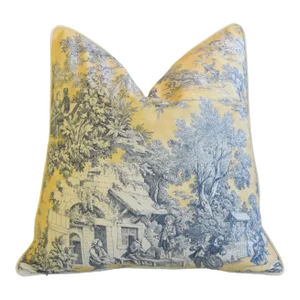 French Countryside Cottage Toile Feather/Down Pillow
