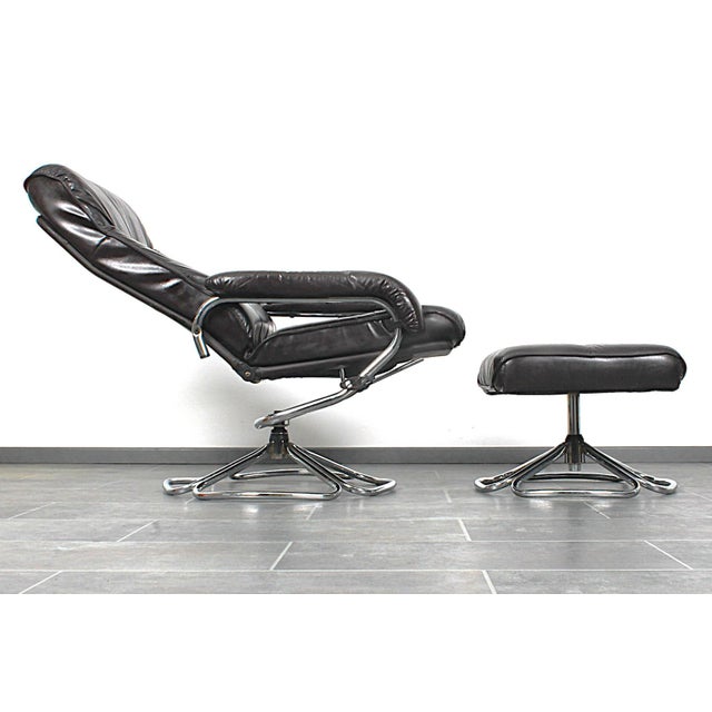 Set of Lounge Chair and Ottoman in Dark Brown Leather, from Unico 1970s, Set of 2 For Sale - Image 6 of 18