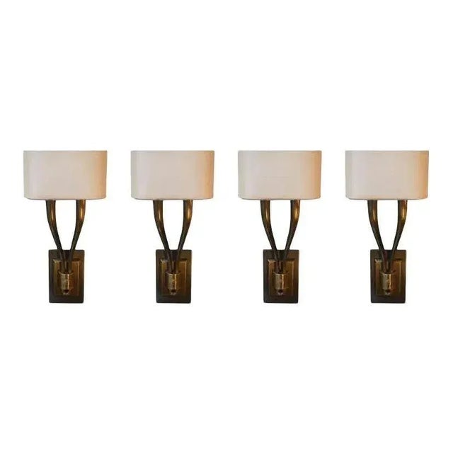 1970s 1970s Modern Brass Two Armed Sconces - Set of 4 For Sale - Image 5 of 5