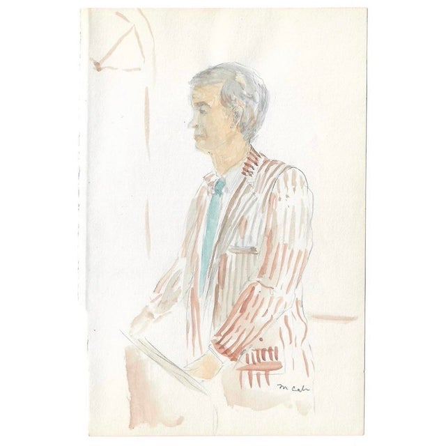 Watercolor on paper by New York artist Myriam Cahn (1933-2018). Salmagundi Club named an award after her in 2019. Signed...