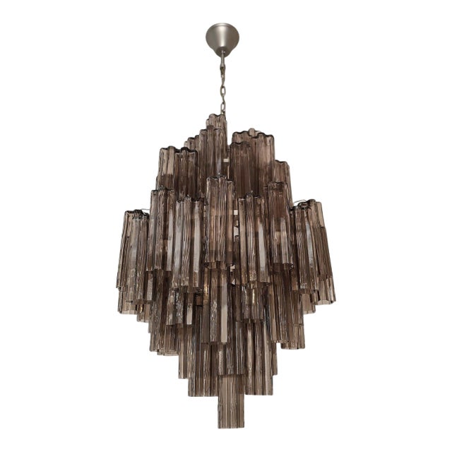 1990s Large Brown Tronchi Murano Glass, Mid Century Chandelier For Sale