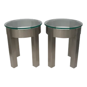 1980s Stainless Steel Side Tables - a Pair