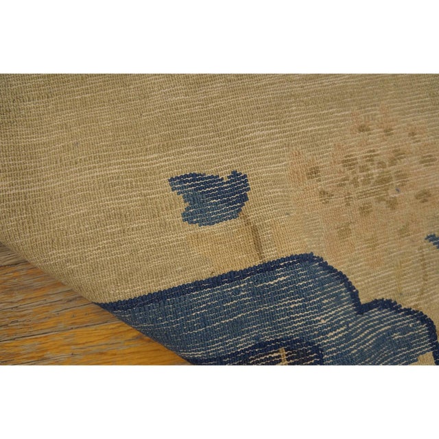 Navy Blue 1920s Blue Field Floral Deco Antique Chinese Peking Rug Wool 7'10''x9'6'' Carpet For Sale - Image 8 of 9