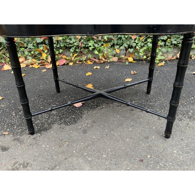19th Century Victorian Black Lacquered Tole Tray Table For Sale In New York - Image 6 of 6