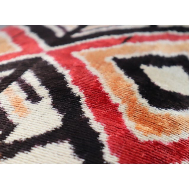 Modern Handmade Red & Orange Silk Velvet Throw Pillow & Down Insert For Sale - Image 3 of 12