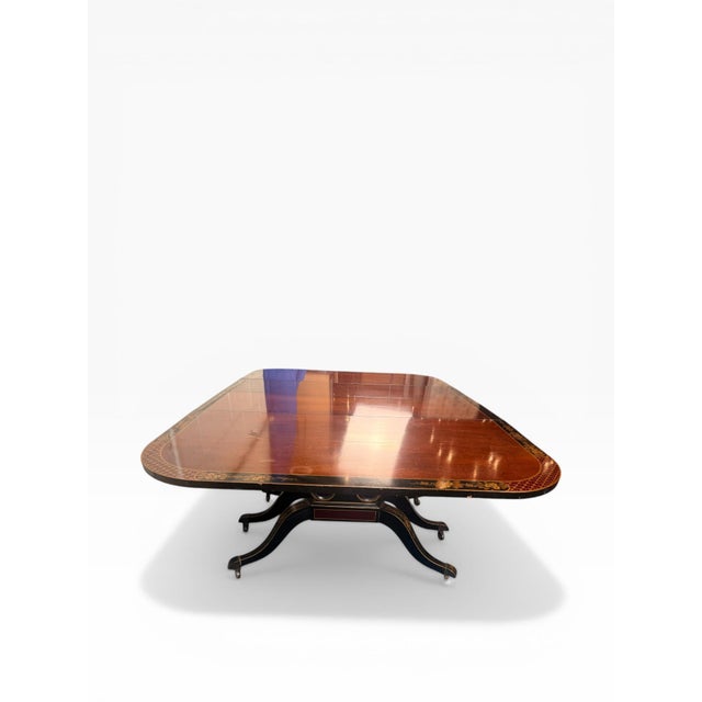 1960s Federal Style Mahogany Drop-Leaf Dining Table With Banded Inlay & Two Leaves – In the Style of Union National For Sale In Boston - Image 6 of 9