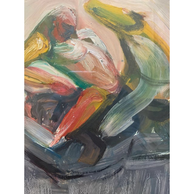 1980s 1980s Figurative Abstract Painting on Paper by Michael Hossner, Framed For Sale - Image 5 of 9