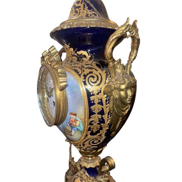 19th Century Large 19th Century French Sevres Porcelain Bronze Clock Balthazar Paris For Sale - Image 5 of 11