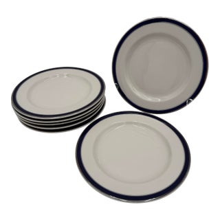 Vintage Salad Plates American Airlines Cobalt & Platinum by Syracuse 7.25" - Set of7 For Sale