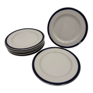 Vintage Salad Plates American Airlines Cobalt & Platinum by Syracuse 7.25" - Set of7
