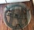 Brown Wooden Wagon Wheel Indutrial Accent Spanish Table With Glass Top For Sale - Image 8 of 11