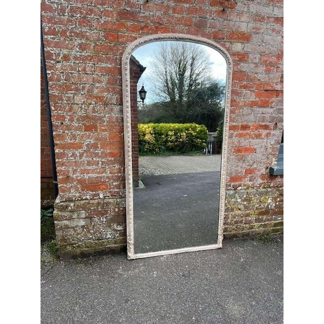 Gold Large Antique English Arched Top Painted Mirror For Sale - Image 8 of 8