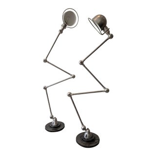 1960s French Jieldé Lamps in Natural Metal Finish For Sale
