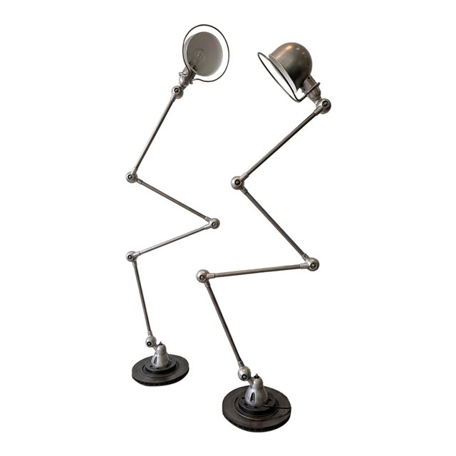 1960s French Jieldé Lamps in Natural Metal Finish For Sale