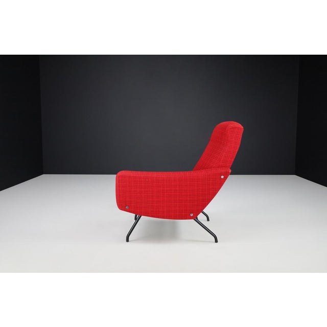 Sectional Sofa Seat in Red by Joseph-André Motte for Steiner, 1950s, Set of 3 For Sale - Image 9 of 11