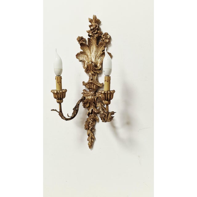 Hand-Carved Wood Wall Lamps, 1890s, Set of 2 For Sale - Image 4 of 13