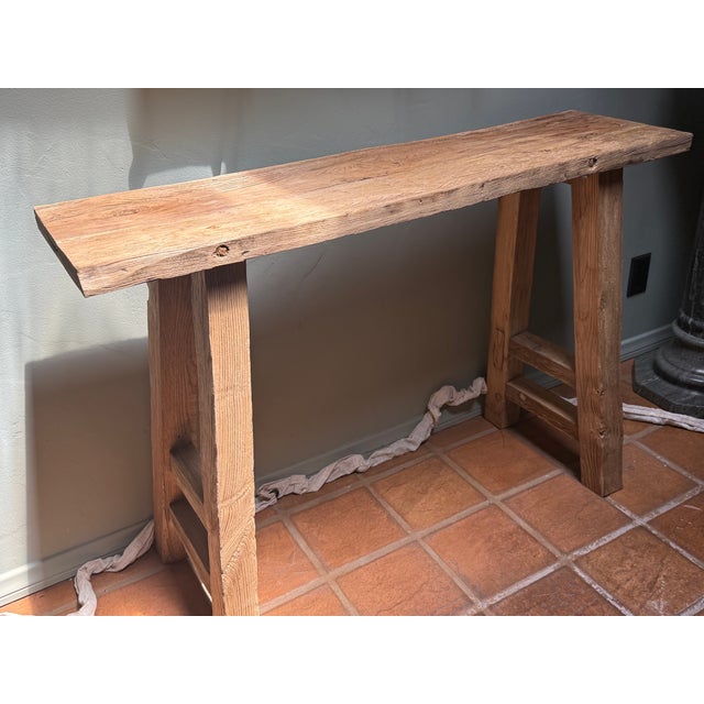 Handcrafted Reclaimed Wood Console Table For Sale In Los Angeles - Image 6 of 9