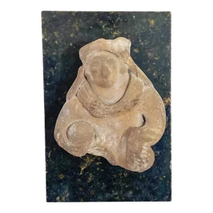Pre Colombian Fragment of Ball Player on Stand 4.25" H