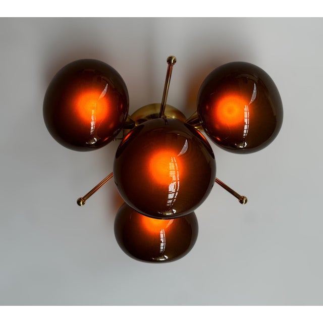 Orchidea Polished Brass Frosted Smoky Pebble Flush Mount by Fabio LTD For Sale - Image 6 of 9