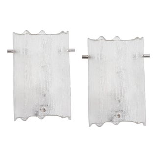 Vintage Murano Ice Glass Vanity Sconces from Kaiser Leuchten, Germany, 1970s, Set of 2 For Sale