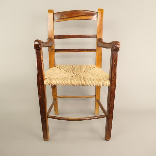 Rural Cherry Wood and Straw Armchair, France, 1840s For Sale - Image 10 of 10
