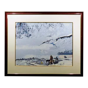 Earl Biss "War Shield's Winter Vision" Serigraph Art on Paper Hand Signed Framed