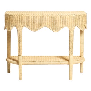Sally Natural Scalloped Rattan Console For Sale