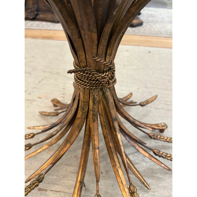 1950s Hollywood Regency Gilt Metal Wheat Sheaf End Tables- A Pair For Sale - Image 5 of 10