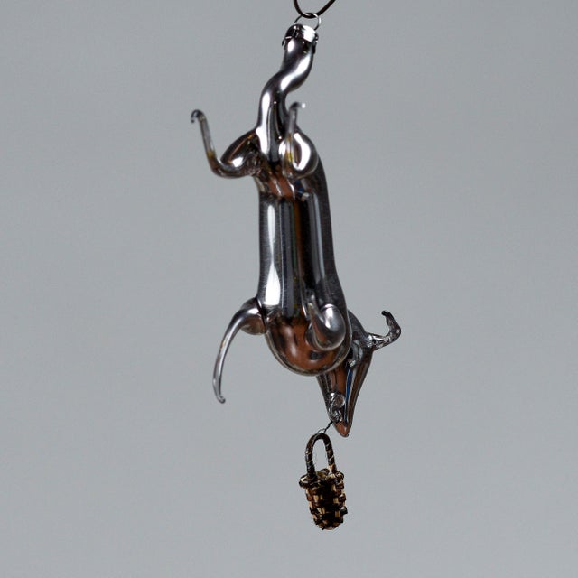 Art Nouveau German Greyhound with Basket in Silvered Glass For Sale - Image 3 of 18